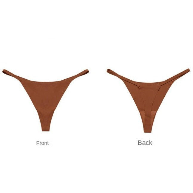 Ice Silk Fitness Seamless Cotton Lingerie T-back G-string Thong 2Pcs